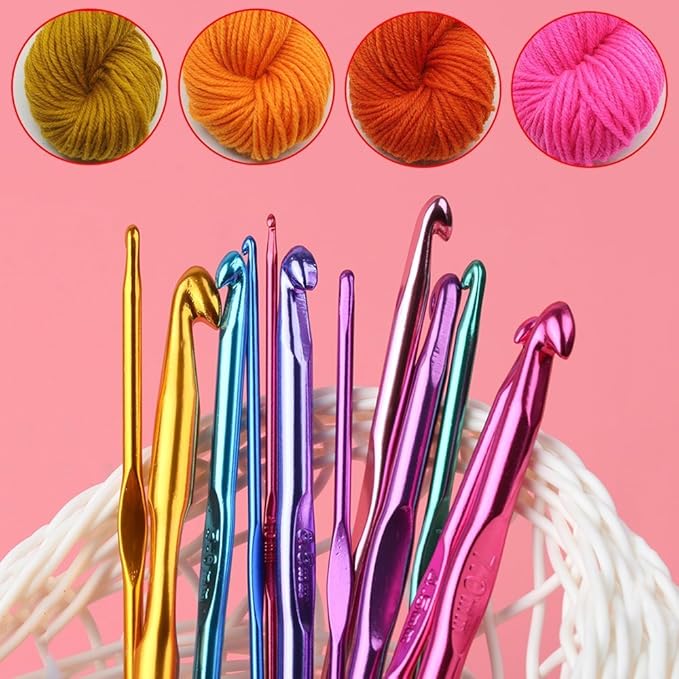 Set de crosetat, Zola®, 12 piese, marimi si culori diferite, de la 2 mm la 8 mm Set de crosetat, Zola®, 12 piese, marimi si culori diferite, de la 2 mm la 8 mm